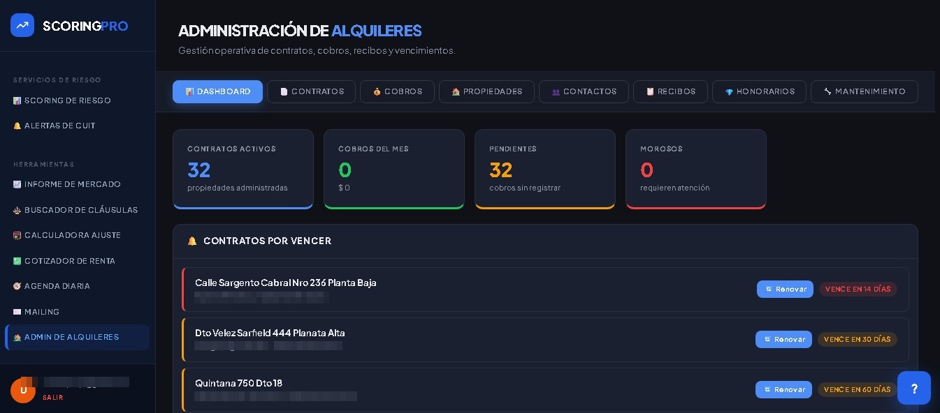 Administración de Alquileres — Scoring Pro