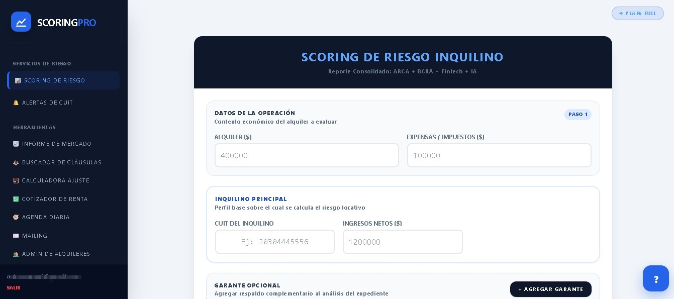 Dashboard Scoring Pro — Informe de auditoría inmobiliaria